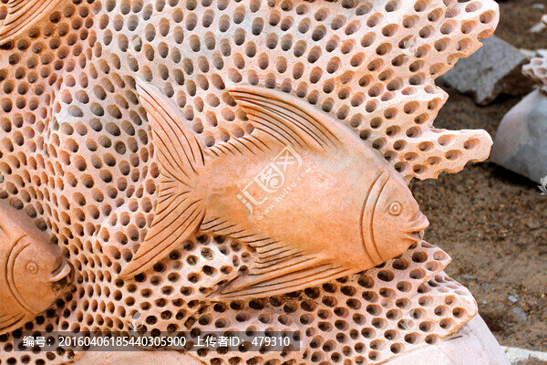 浮雕,裝飾雕塑,魚,動物