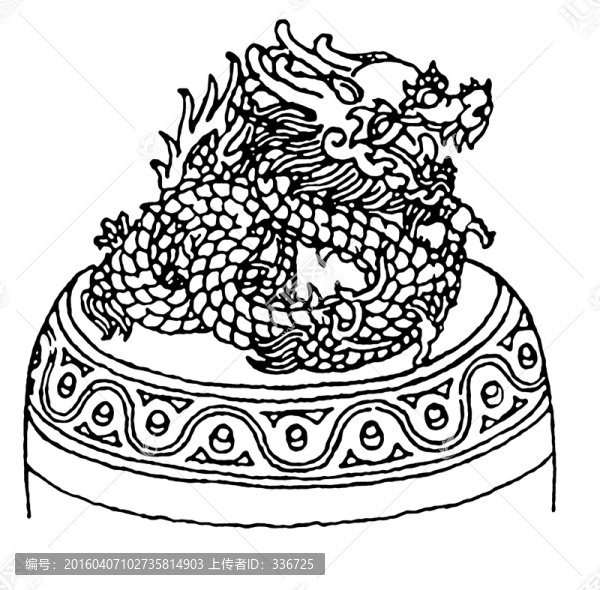 中國(guó)上古神獸,描線(xiàn)素材,蒲牢