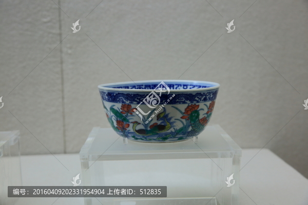 梵文蓮鷺紋碗