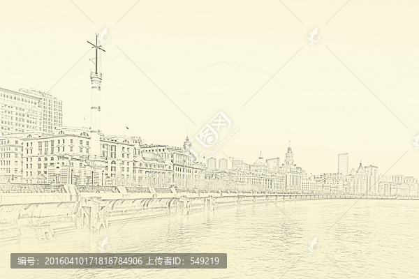 上海外灘老建筑線描（未分層）