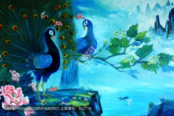 孔雀裝飾油畫