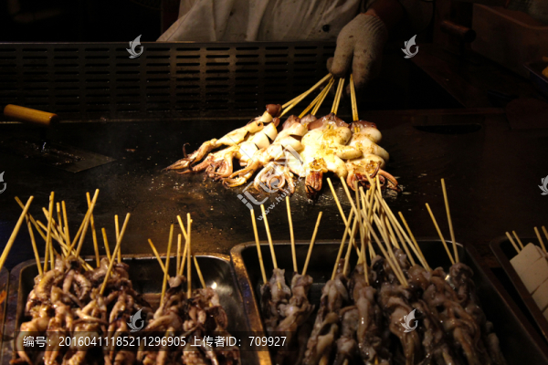 魷魚,燒烤,魷魚須,鐵板燒