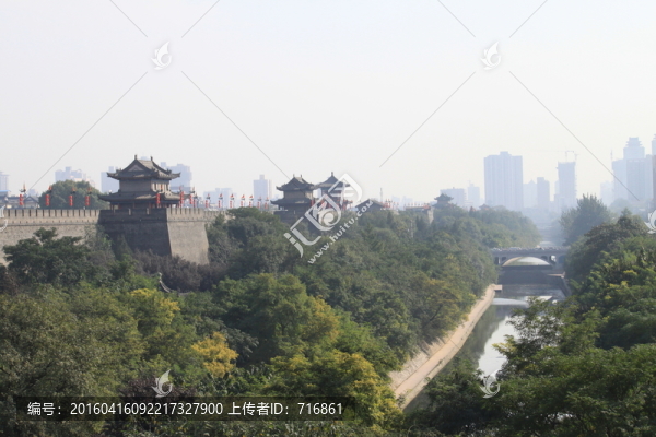 西安,城墻,護城河