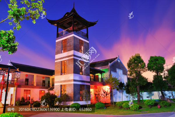 徽派建筑,夜景,藍(lán)天,家園,徽