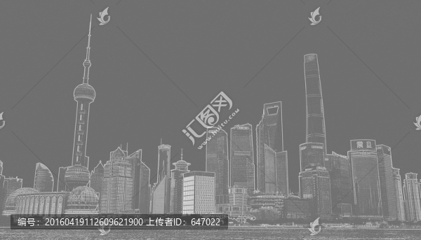 外灘線描,外灘速寫