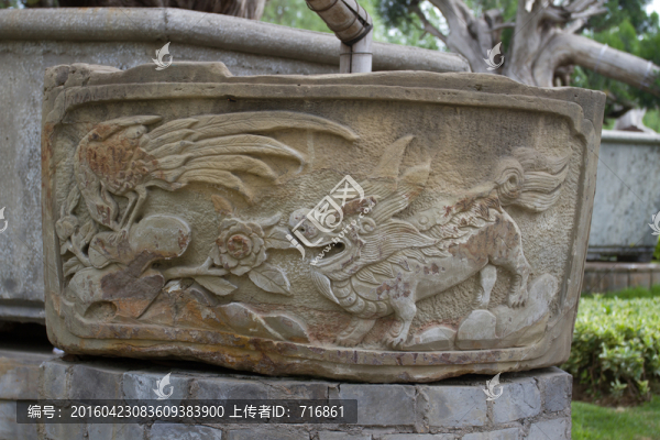 西安唐苑,石雕,水缸