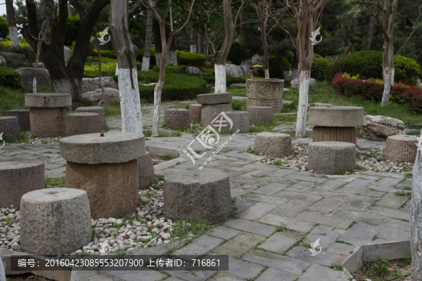 西安唐苑,石雕,磨盤(pán)