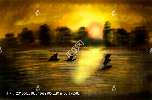 風(fēng)景油畫,日落油畫