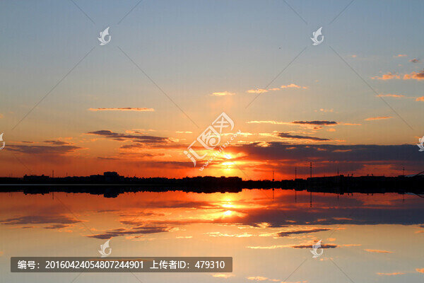 湖水,晚霞,日落,大慶,三永湖