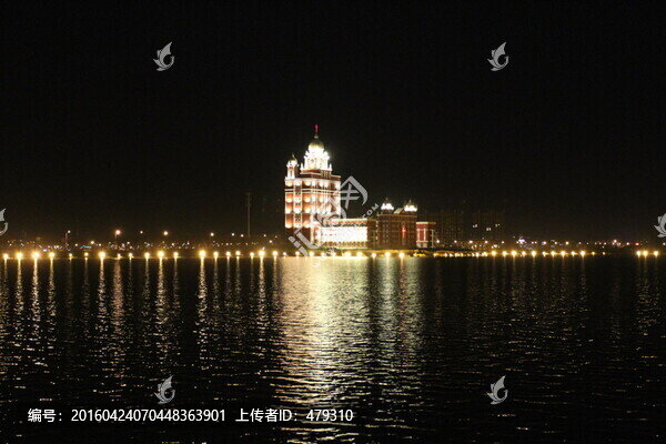 湖水,夜景,亮化,都市風(fēng)光,景