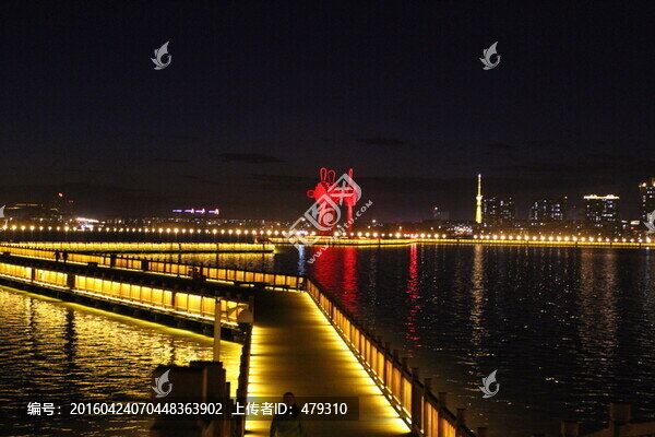 湖水,夜景,亮化,都市風光,景