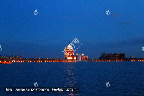 湖水,夜景,亮化,都市風光,景