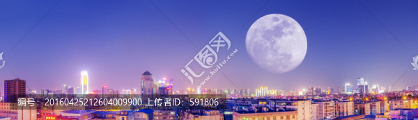 昆明城市天際線月升