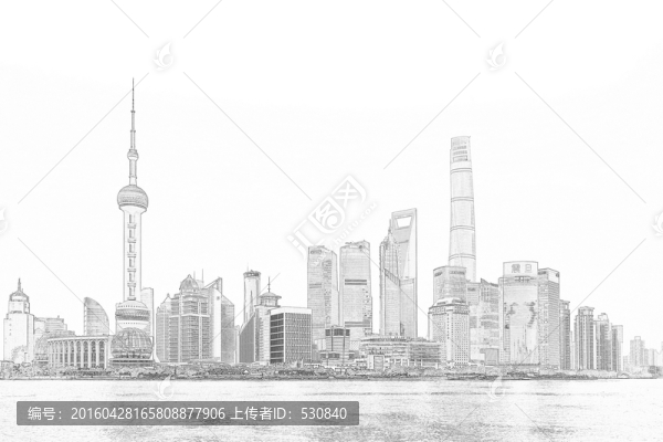 上海外灘線描（合層）