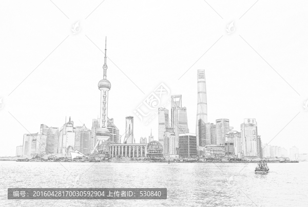 上海外灘線描（合層）
