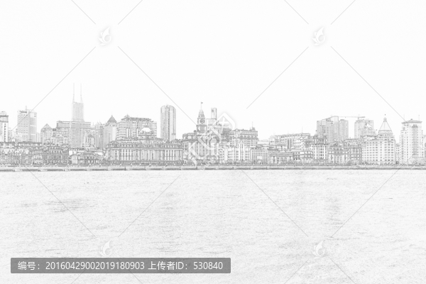 上海外灘線描（未分層）
