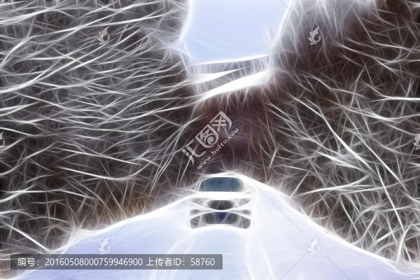 電腦畫,森林雪路