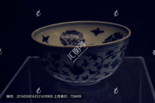 明弘治,青花花卉紋諸葛碗