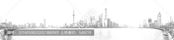 上海浦東全景線描（未分層）