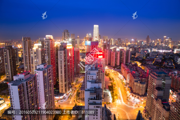 天津和平夜景航拍