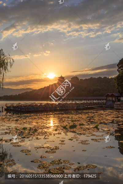 頤和園昆明湖萬壽山佛香閣夕陽