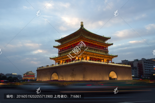 西安鐘樓,日落