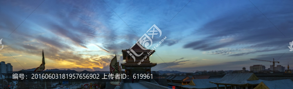 樓臺(tái)仿古建筑晚霞風(fēng)光