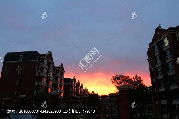 建筑工地,晚霞,吊車,塔吊