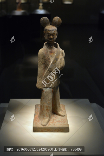 西魏彩繪雙丫鬟陶女俑
