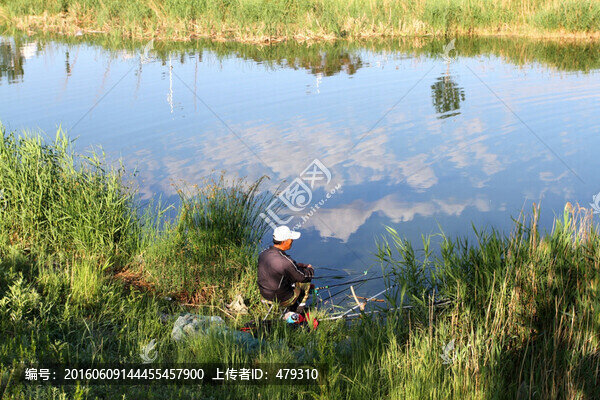 釣魚,垂釣,湖面,捕魚,休閑