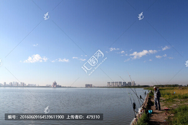 釣魚,垂釣,湖面,捕魚,休閑