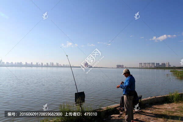 釣魚,垂釣,湖面,捕魚,休閑