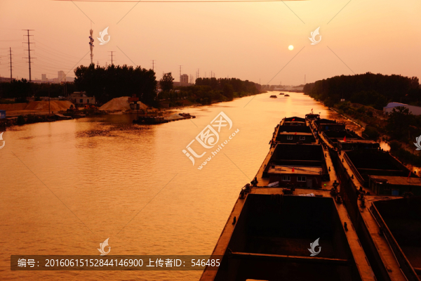 京杭大運河,夕陽