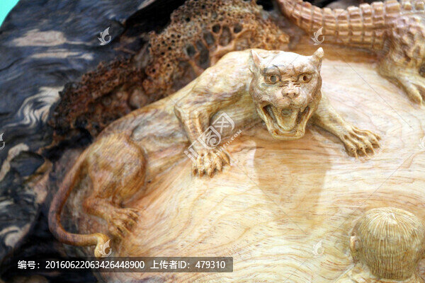 木雕,金錢豹,雕塑,實木,招財