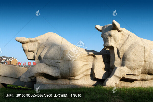 雕塑,百牛集,石雕,牛,雕塑牛