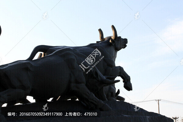 雕塑,百牛集,石雕,牛,雕塑牛