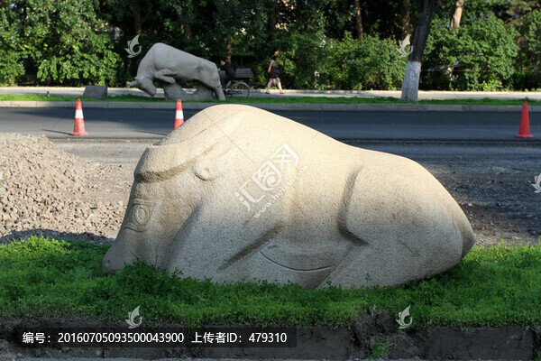 雕塑,百牛集,石雕,牛,雕塑牛