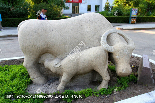 雕塑,百牛集,石雕,牛,雕塑牛