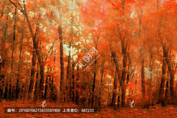 抽象油畫樹林