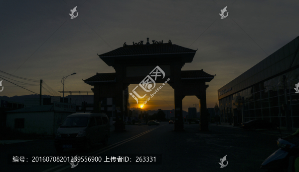夕陽古典建筑