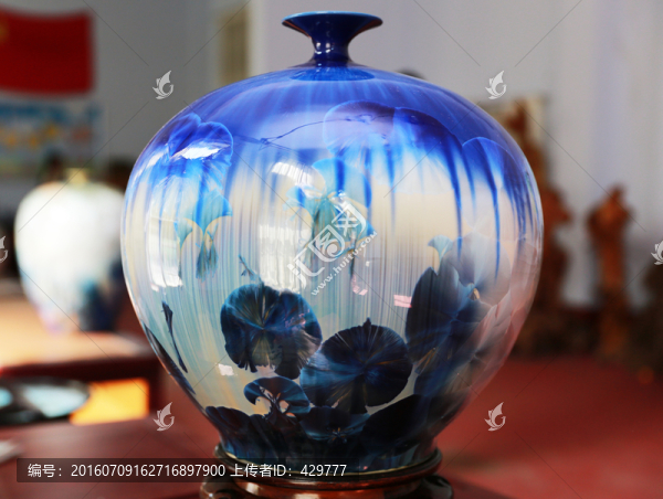京華瓷,玉石花瓶,瓷瓶