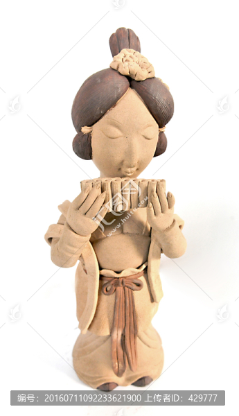 古代仕女,吹口琴,人像擺件