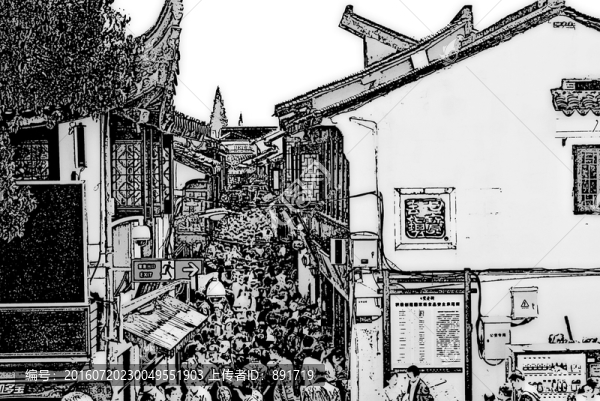 江南古鎮(zhèn),古鎮(zhèn)水墨,古鎮(zhèn)線描