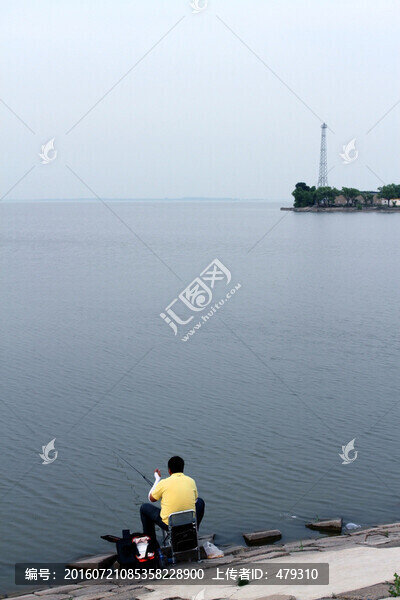 釣魚,垂釣,湖面,魚竿,湖水