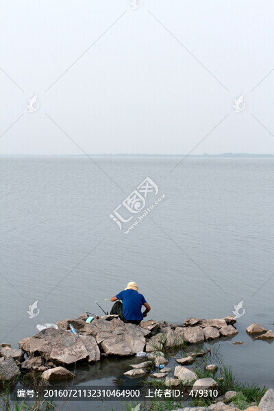 釣魚,垂釣,湖面,魚竿,湖水