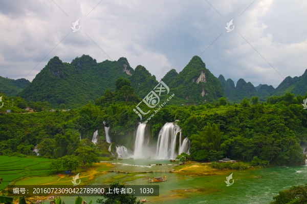 瀑布,山水