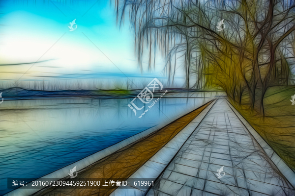 抽象河邊風(fēng)景