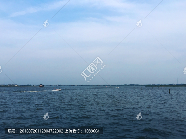 藍天,湖,風光