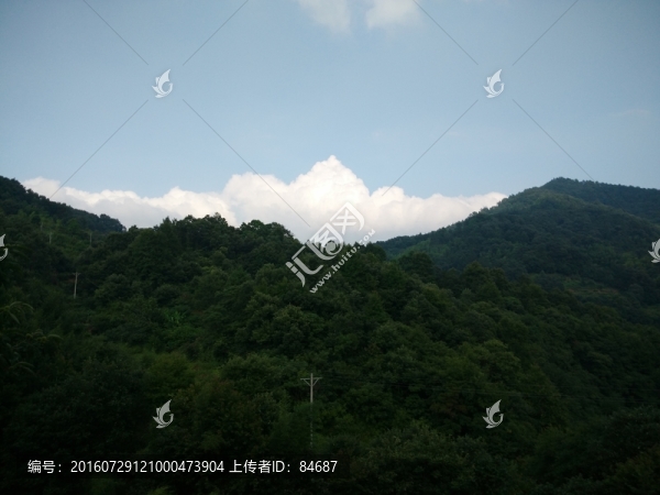 大山,山林,白云