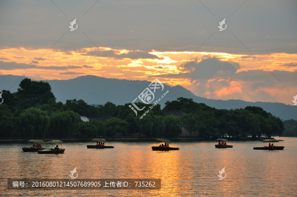 杭州西湖日落風(fēng)光